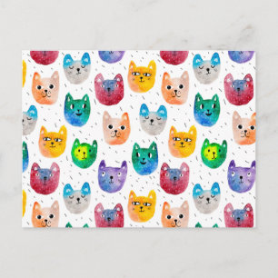 Carte Postale Chats aquarelles et amis