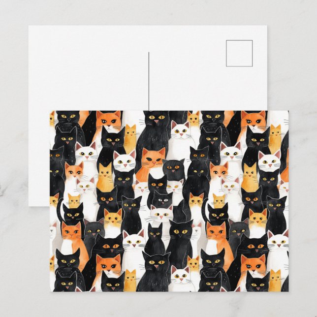 Carte Postale Chats blancs oranges noirs (Devant / Derrière)