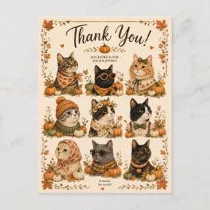 Carte Postale Chats Citrouilles Confort animal