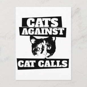 Carte Postale Chats contre les Catcall rétro calico féministe