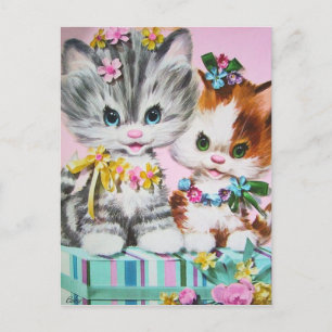 Carte postale Chats d'anniversaire Vintages