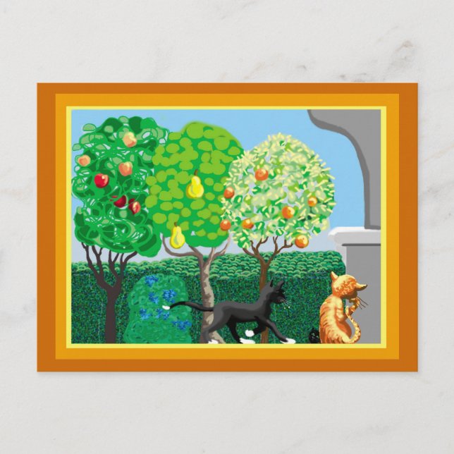 Carte Postale Chats dans le jardin (Devant)
