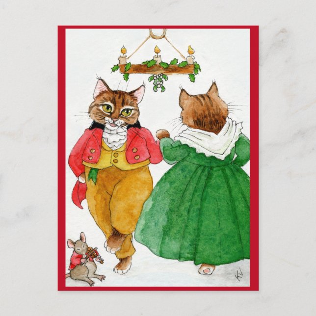 Carte Postale Chats dansants, Souris musicale, Noël (Devant)