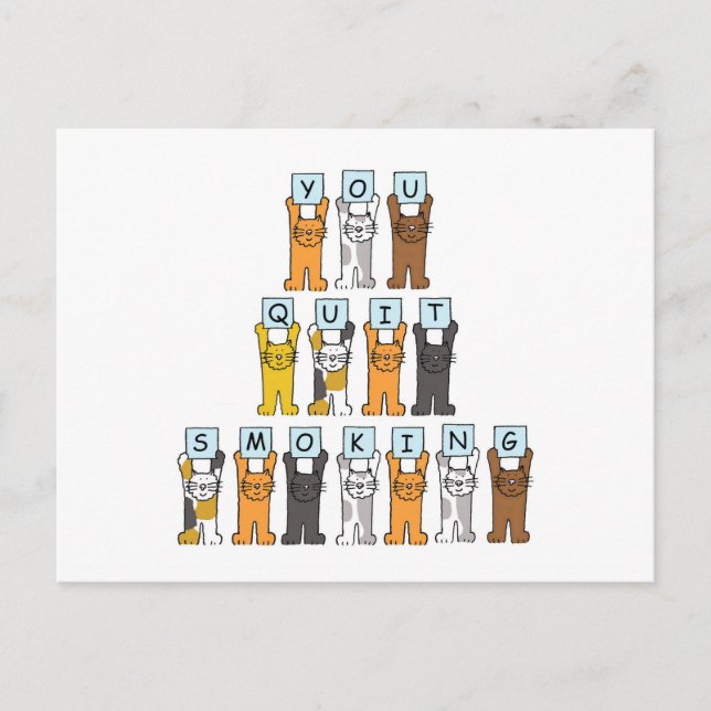 Carte Postale Chats de bande dessinée Vous avez arrêté de fumer (Devant)