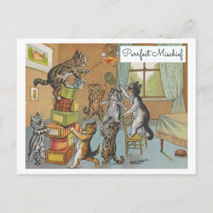 Carte Postale Chats de Louis Wain vintage : Antics de méfaits pa