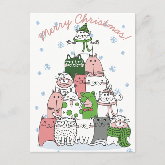 Carte Postale Chats de Noël (Devant)