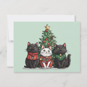 Carte Postale Chats de Noël mignons