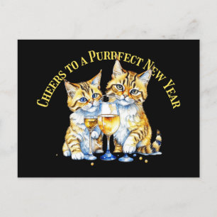 Carte Postale Chats de Nouvel An