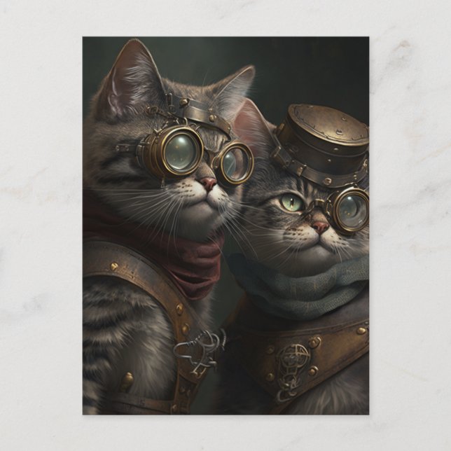 Carte Postale Chats de Steampunk (Devant)