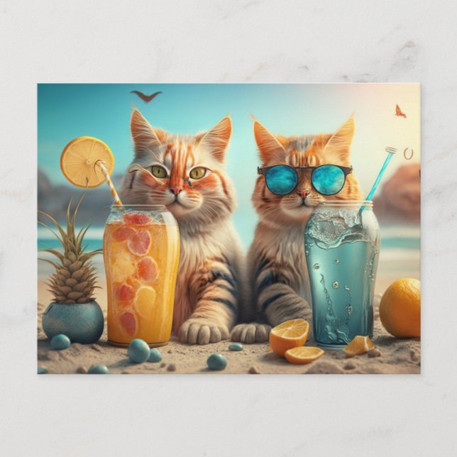 Carte Postale Chats de vacances (Devant)