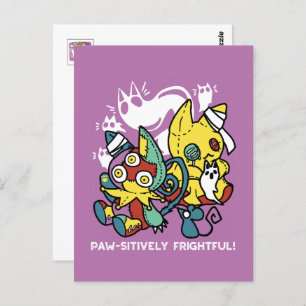Carte Postale Chats déplaisants Halloween Art : Paw-sitly Fright
