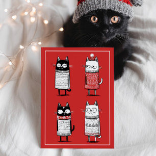 Carte Postale Chats drôles de dessin animé amateur rouge Noël Me