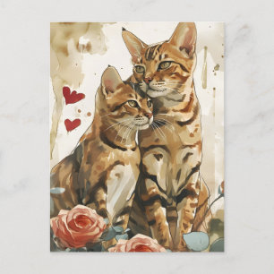 Carte Postale Chats du Bengale Saint-Valentin