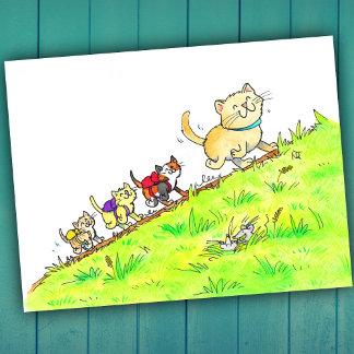 Carte Postale Chats du premier jour d'école 