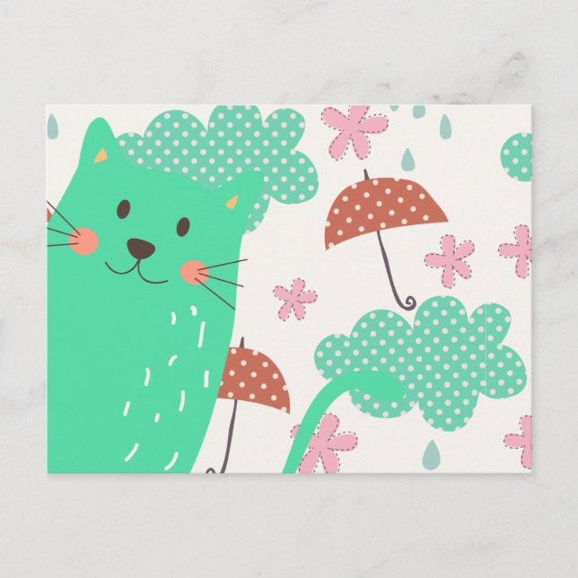 Carte Postale Chats en pluie (Devant)