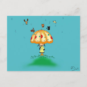 Carte Postale Chats et chiens en pluie