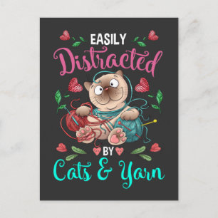 Carte Postale Chats et Fils drogués Drôle Crochet Femme