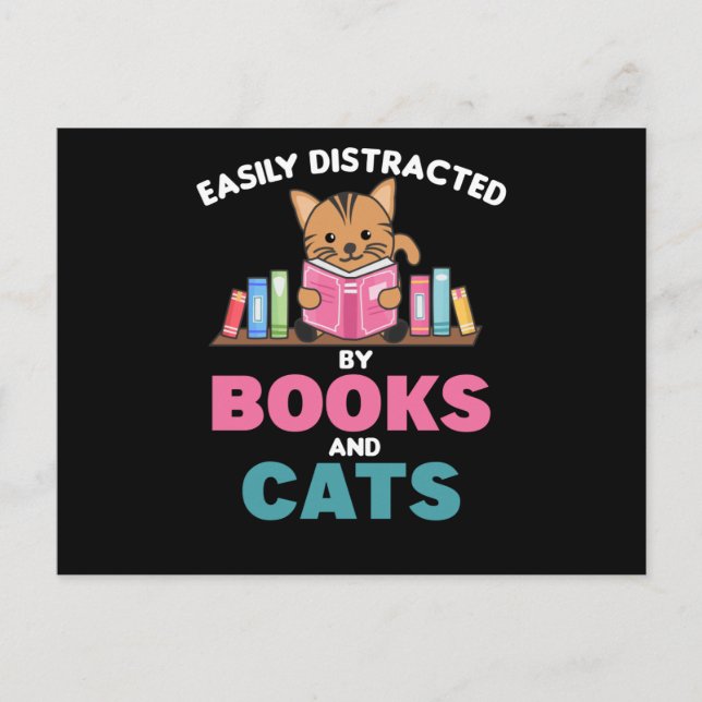 Carte Postale Chats Et Livres Drôle Dire Avec Livre Et Chat (Devant)