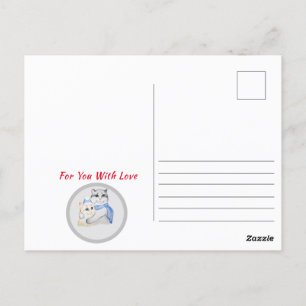 Carte Postale Chats mignonettes à l'aquarelle le jour de la Sain