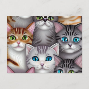 Carte Postale Chats mignons dans une variété de couleurs