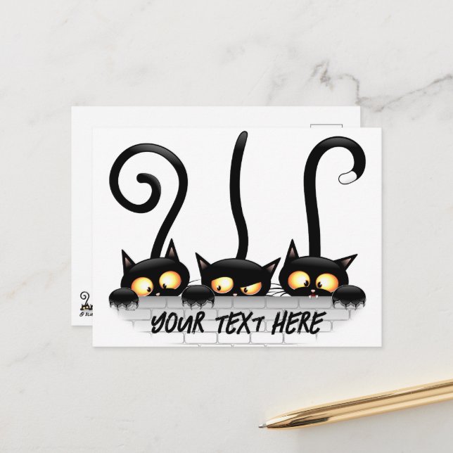 Carte Postale Chats Naughty, Playful et drôle de personnages (Devant/Arrière en situation)