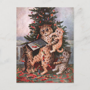 Carte Postale Chats Noël par Louis Wain