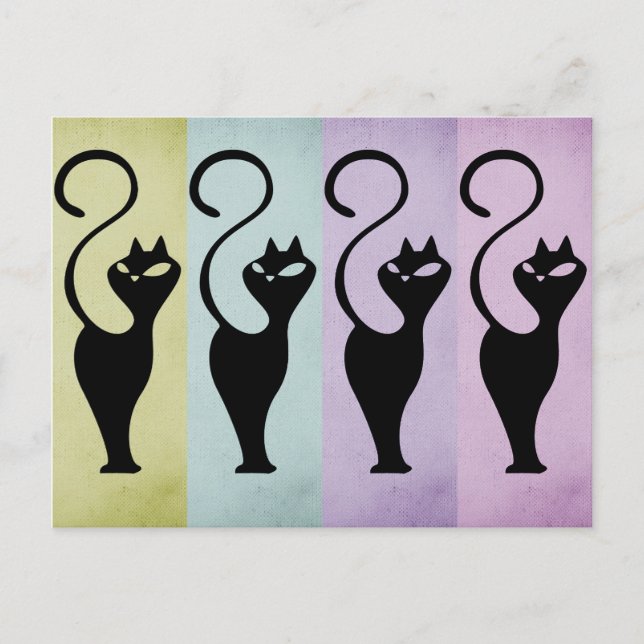Carte Postale Chats Pastello Silhouette noire (Devant)