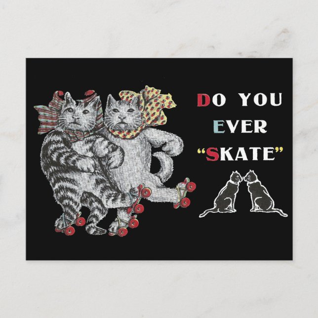Carte Postale Chats Rollerskating (Devant)