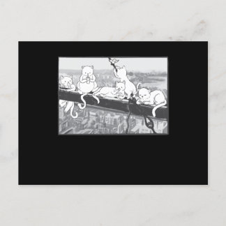Carte Postale Chats Sur Un Gratte-Ciel Déjeuner Parodie Chats Ki