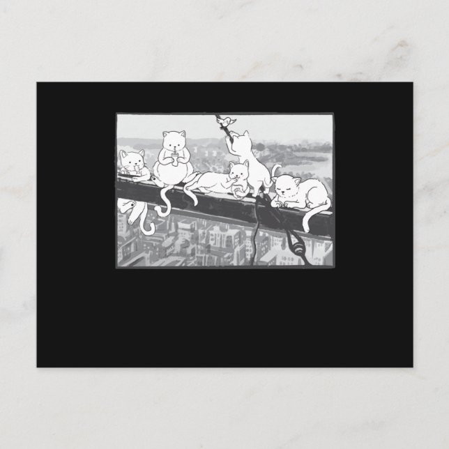 Carte Postale Chats Sur Un Gratte-Ciel Déjeuner Parodie Chats Ki (Devant)