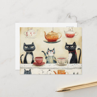 Carte Postale Chats Théière Fantaisistes