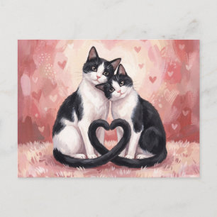 Carte Postale Chats Tuxedo pour la Saint-Valentin