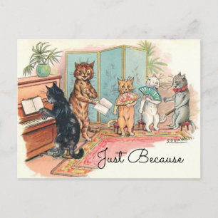 Carte Postale Chats victoriens de Louis Wain au salon de musique
