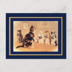 Carte postale Chats vintage à l'école