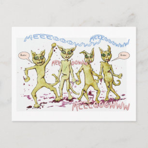 Carte Postale Chats zombies