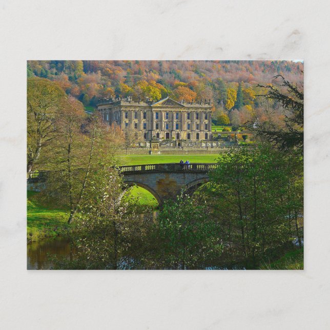 Carte postale Chatsworth House and Bridge, Anglete (Devant)