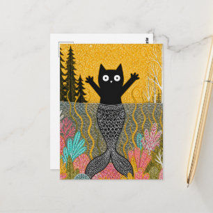 Carte Postale Chatte sirène unique