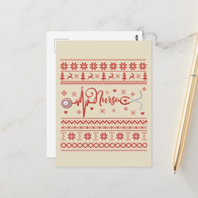 Carte Postale Chaud de Noël joyeux et moche (Devant/Arrière en situation)
