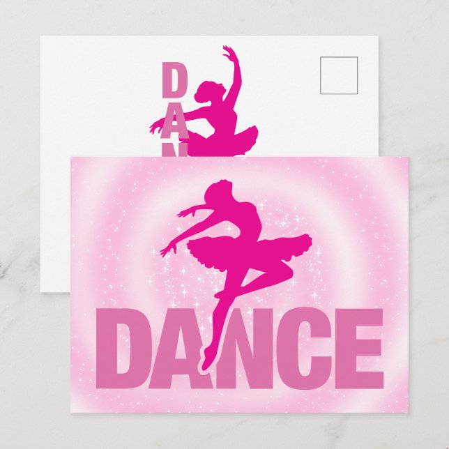 Carte Postale Chaud rose Ballerina Dance Étincelle (Devant / Derrière)