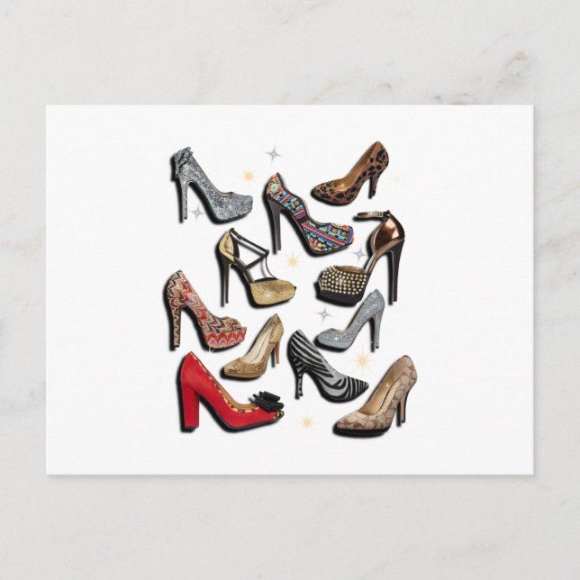 Carte Postale Chaussure collage haut talon Sparkle Fashion Pompe (Devant)