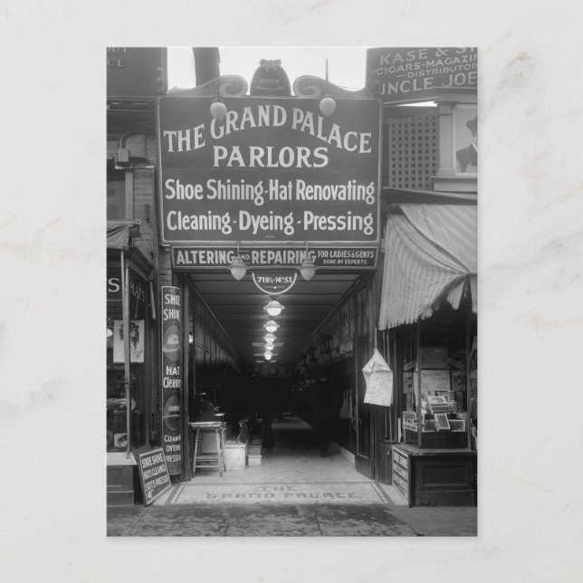 Carte Postale Chaussure Shine Parlor, années 1920 (Devant)