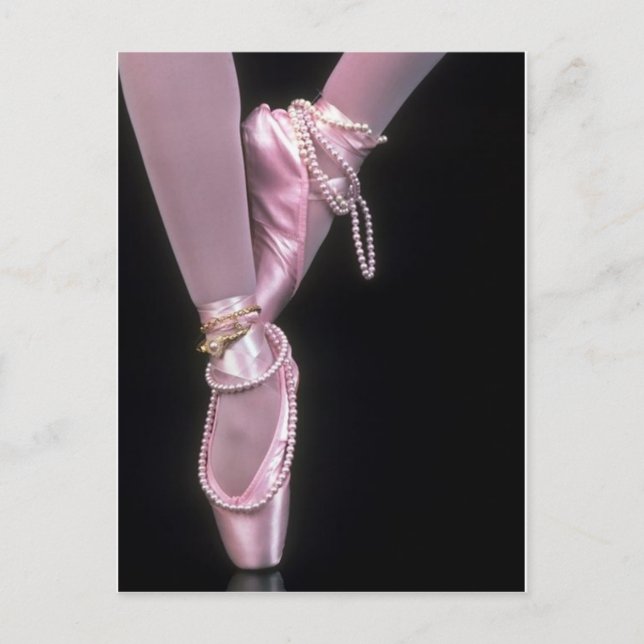 Carte Postale chaussures à orteil de satin rose (Devant)