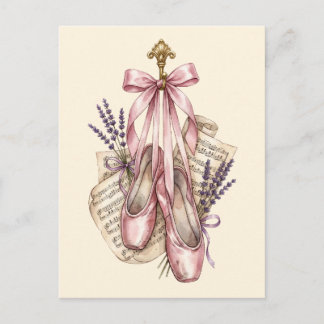 Carte Postale Chaussures de ballet à pointe en aquarelle rose vi