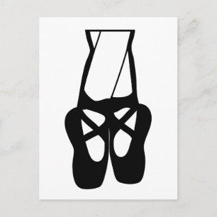 Carte Postale Chaussures de ballet noir et blanc mignonnes en po