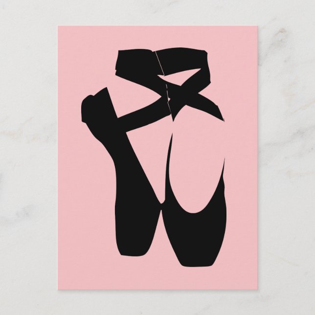 Carte Postale Chaussures de ballet noir sur pointes (Devant)