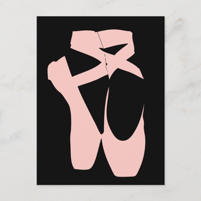Carte Postale Chaussures de ballet rose pour danseuses classique (Devant)