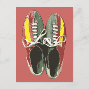 Carte Postale Chaussures de Bowling vintage Retro Chaussure de B