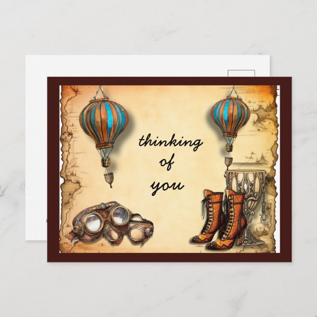Carte Postale Chaussures de style Steampunk, Lunettes Ballons à  (Devant / Derrière)