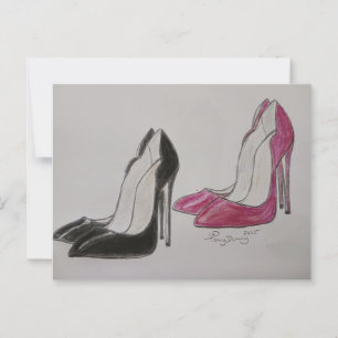 Carte Postale chaussures super rouge et noir à talon élevé