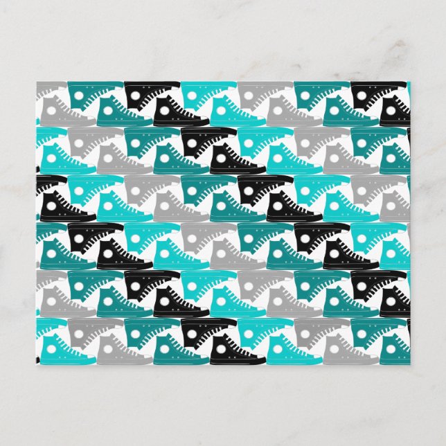 Carte Postale Chaussures Turquoise-n-noir haut (Devant)